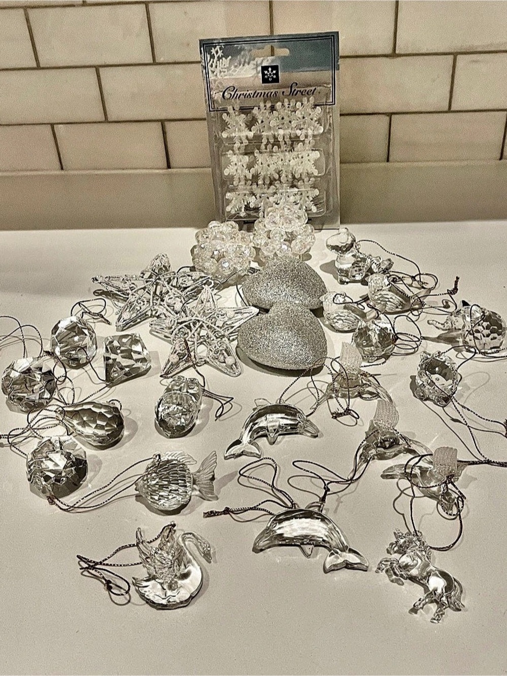 Assorted Clear & Gold Christmas Tree Ornaments